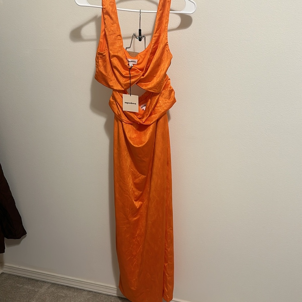 NWT Superdown joana two piece skirt set orange tangerine neon maxi - Picture 4 of 7